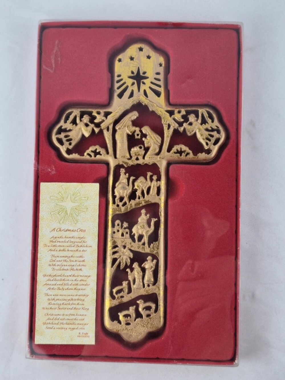 Vintage R. Fogle Dickson's Nativity Scene Wall Cross Plaque Christmas Cross
